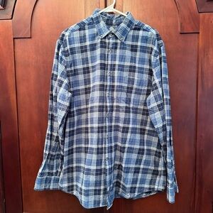 Merona Flannel Navy Checkered Cotton Fabric Size Large